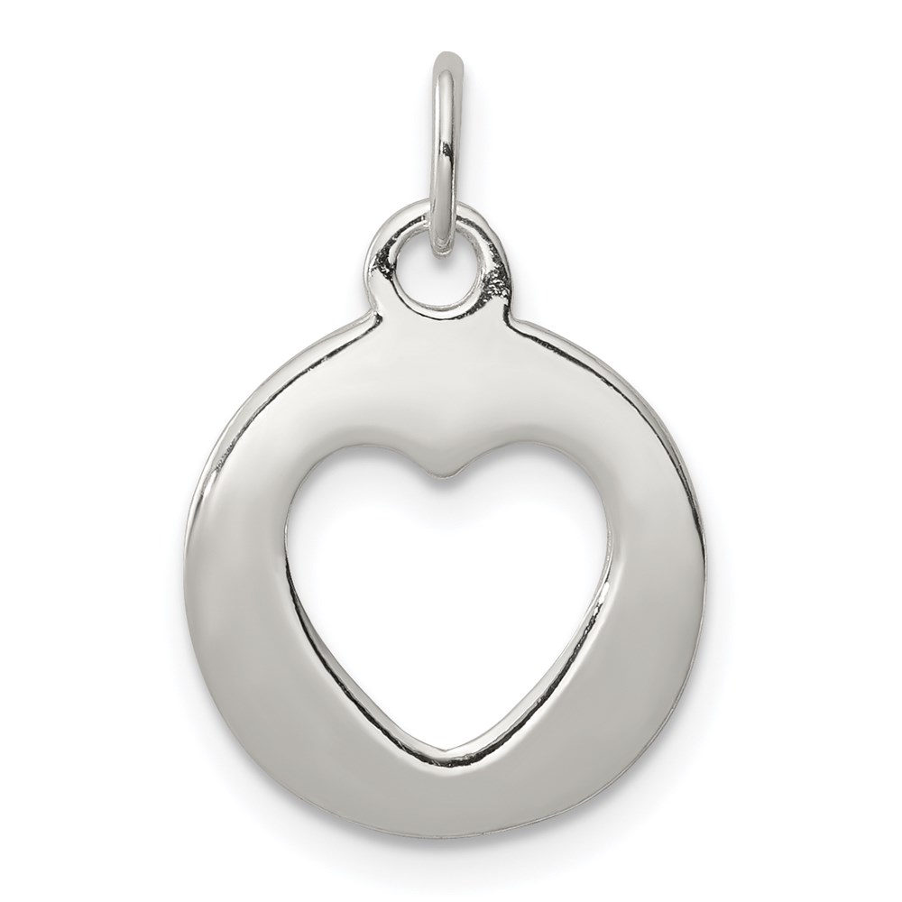 QC6737.jpg Sterling Silver Polished Circle with Punch Out Heart Charm - Image 1