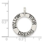 Sterling Silver Polished Enameled Follow Your Dreams Circle Charm - Image 3
