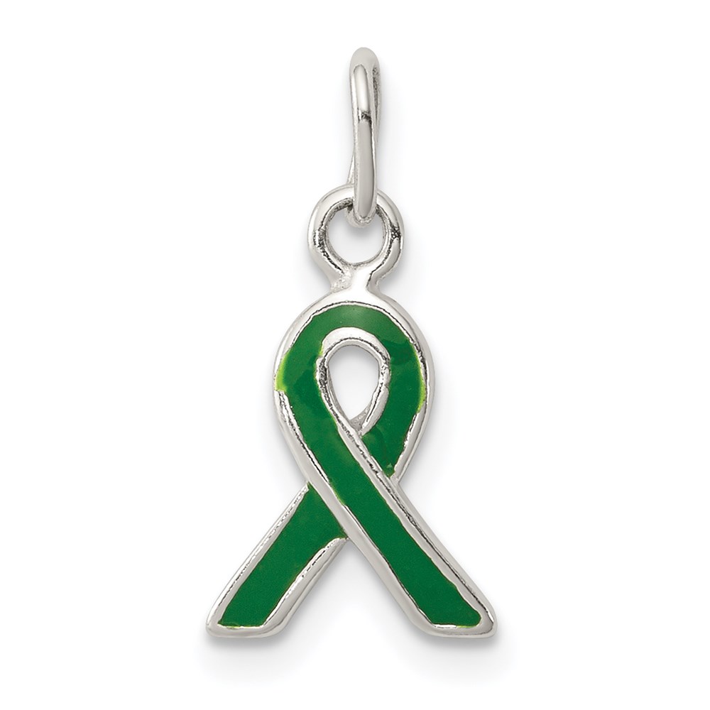 QC6833.jpg Sterling Silver Green Enameled Awareness Charm - Image 1