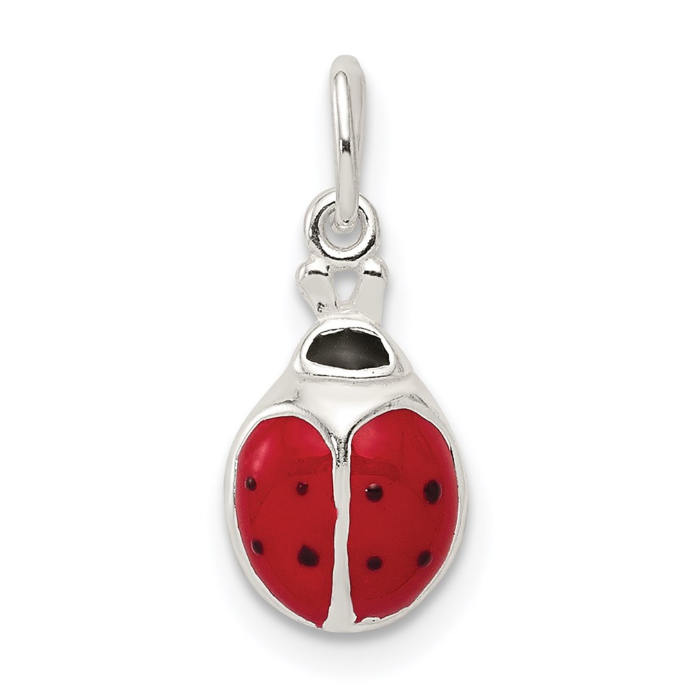 QC6855.jpg Sterling Silver Enameled Lady Bug Charm - Image 1