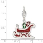 Sterling Silver Enameled Santa's Sled Charm - Image 3