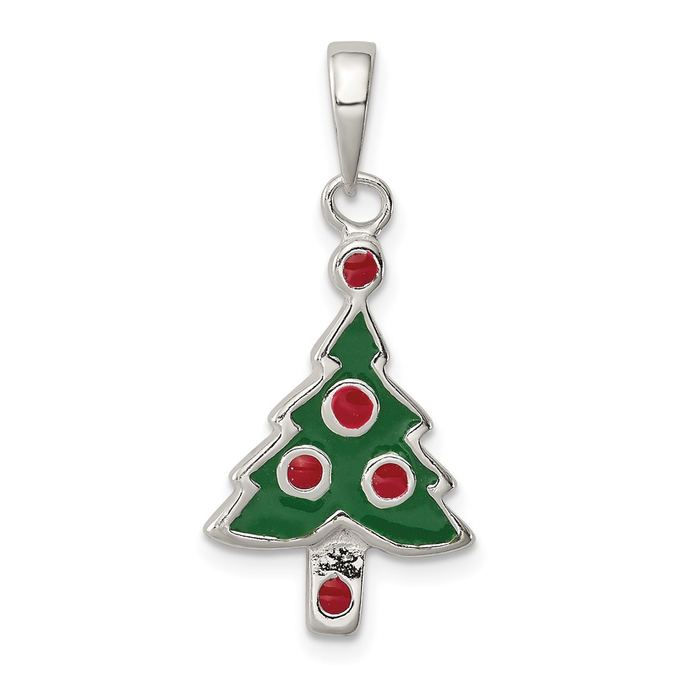 QC6885.jpg Sterling Silver Enameled Christmas Tree Pendant - Image 1