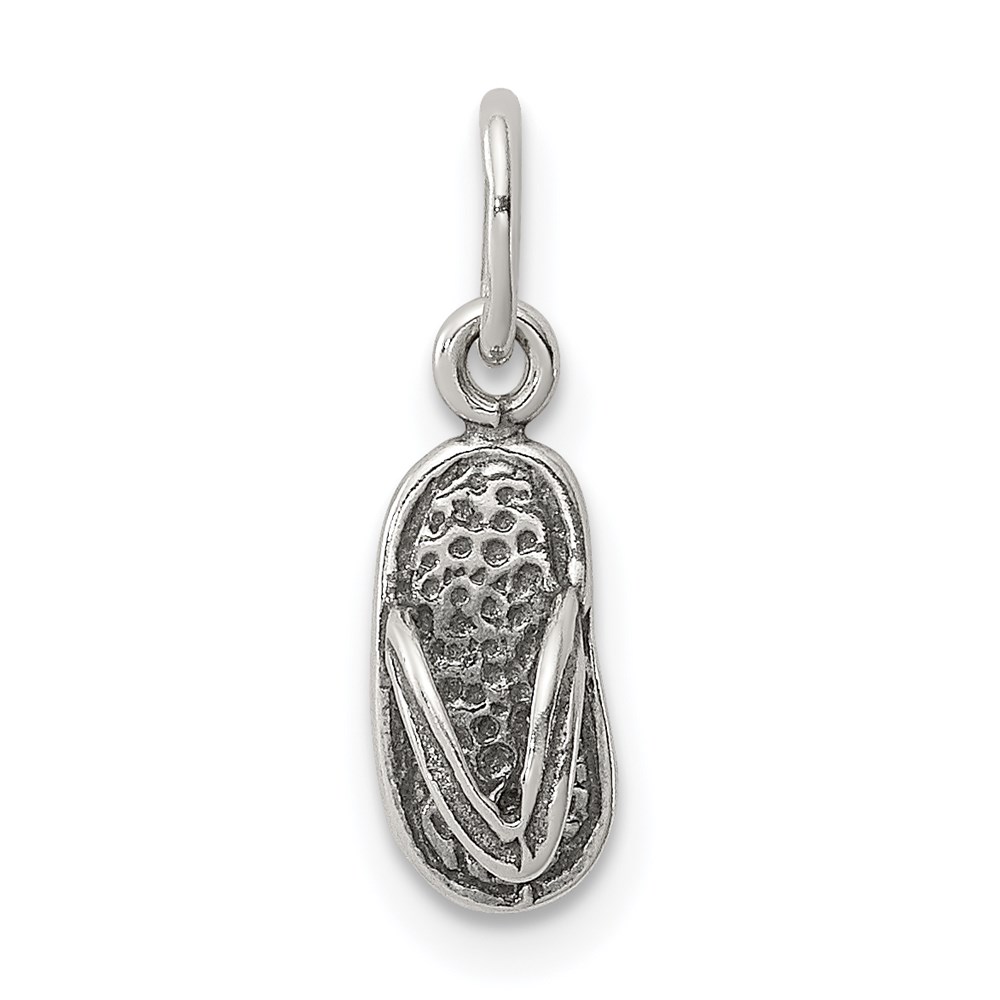 QC6908.jpg Sterling Silver Antiqued& Textured Flip Flop Children's Charm - Image 1