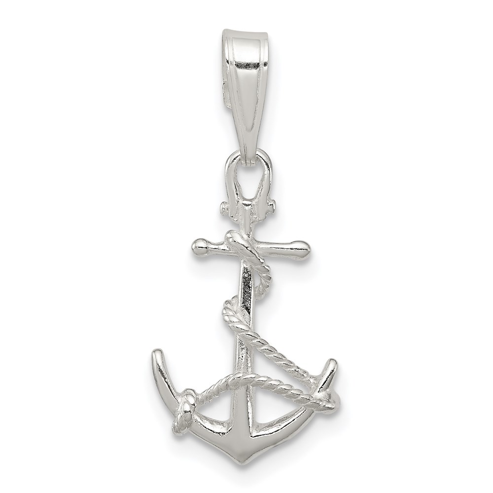 QC6909.jpg Sterling Silver Anchor & Rope Pendant - Image 1