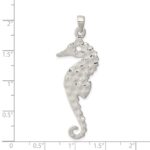 Sterling Silver Hammered Polished Seahorse Pendant - Image 3