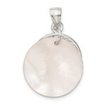 Sterling Silver Polished Dolphin & Waves Mother of Pearl Pendant - Image 4