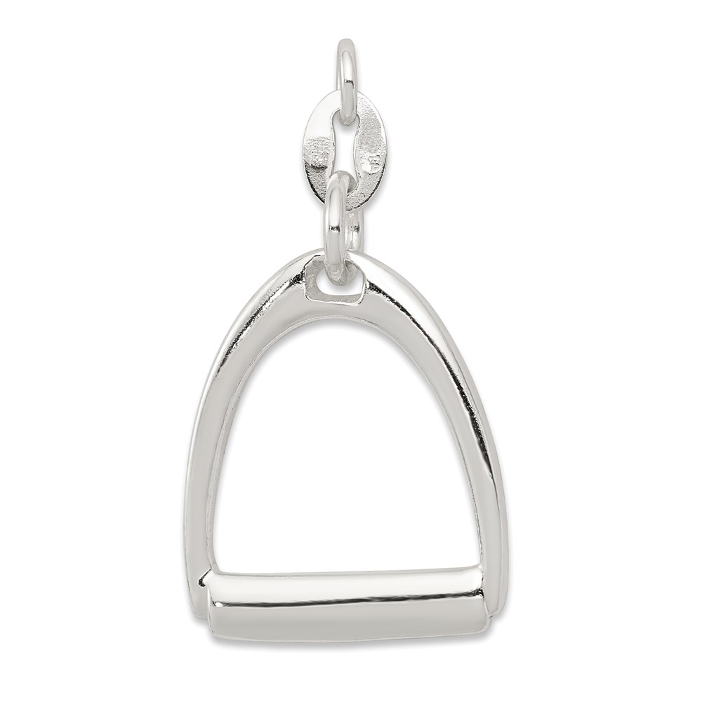 QC6964.jpg Sterling Silver Large Polished Horse Stirrup Charm - Image 1