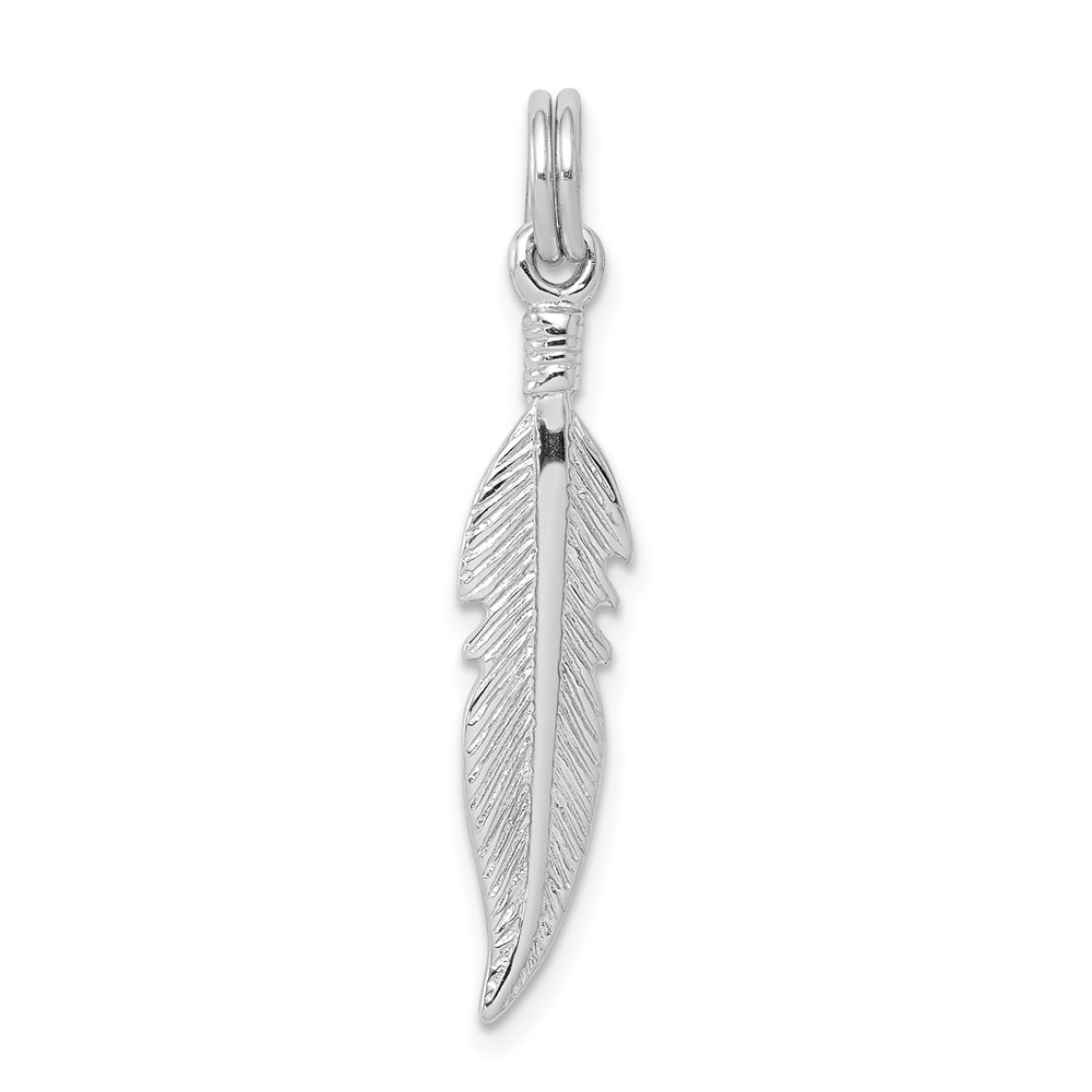 QC6967.jpg Sterling Silver Rhodium-platedPolished Feather Charm - Image 1