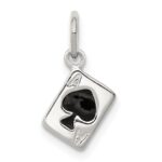 Sterling Silver Enameled Ace Of Spades Card Charm