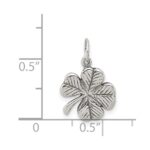 Sterling Silver Antiqued 4-Leaf Clover Charm - Image 3