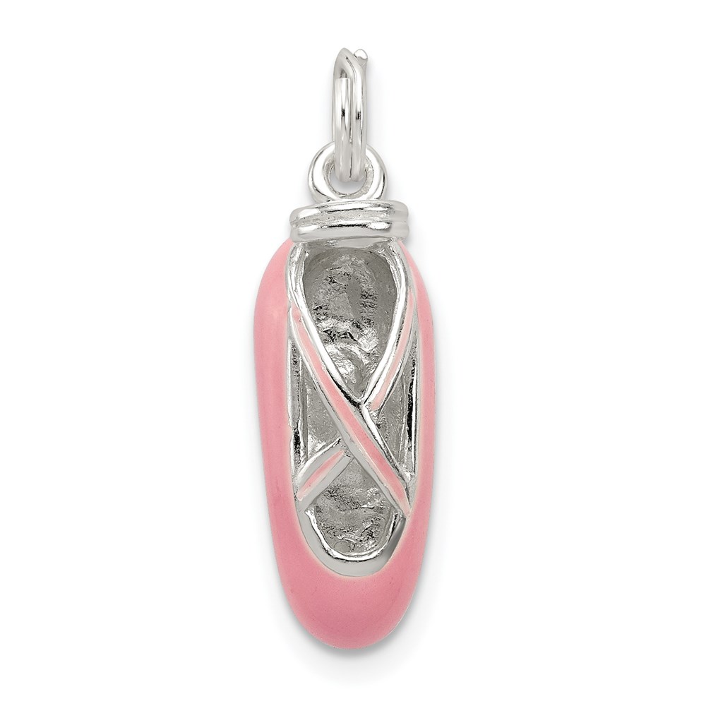 QC7091.jpg Sterling Silver Polished Enamel Ballet Slipper Pendant - Image 1