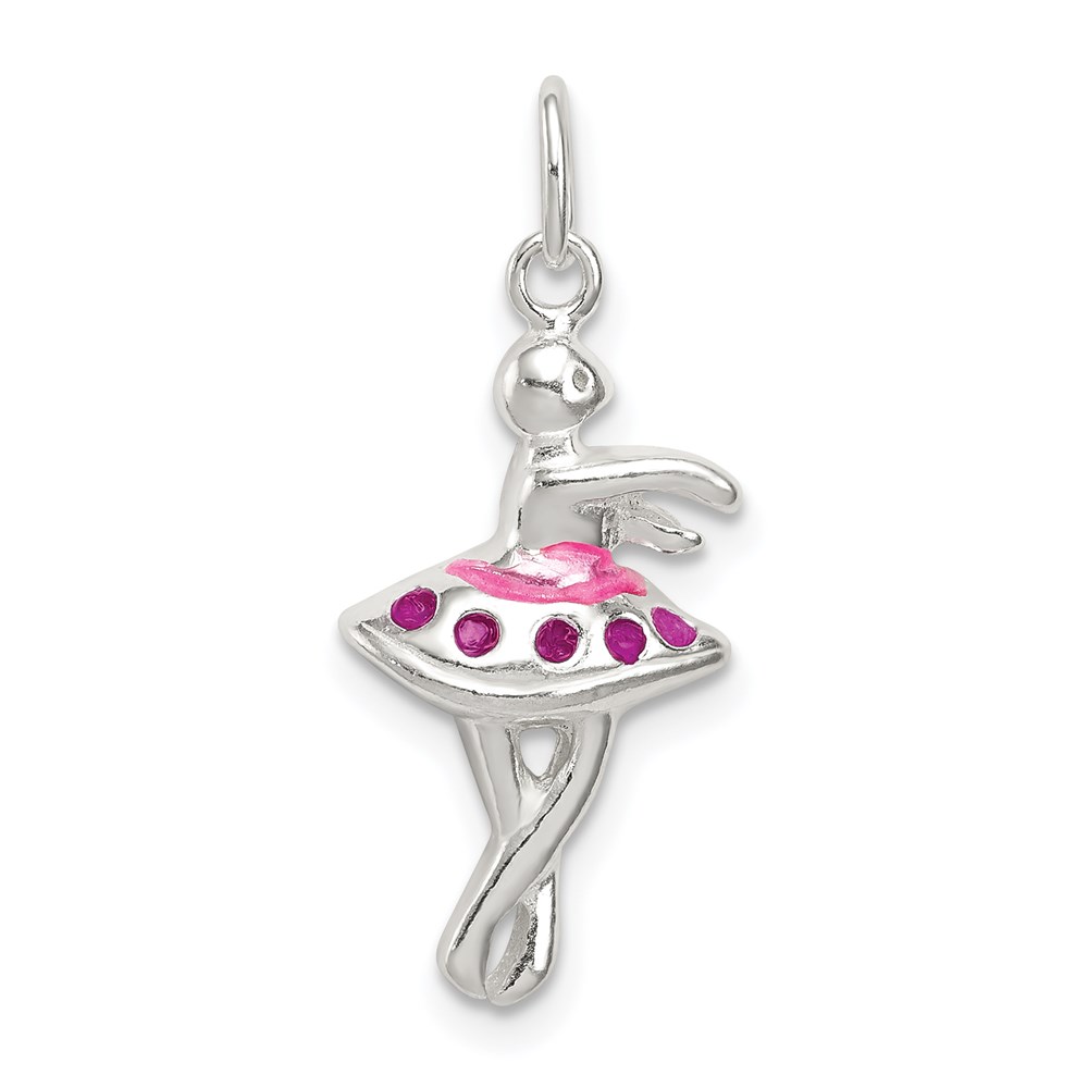 QC7095.jpg Sterling Silver Enameled Ballerina Charm - Image 1