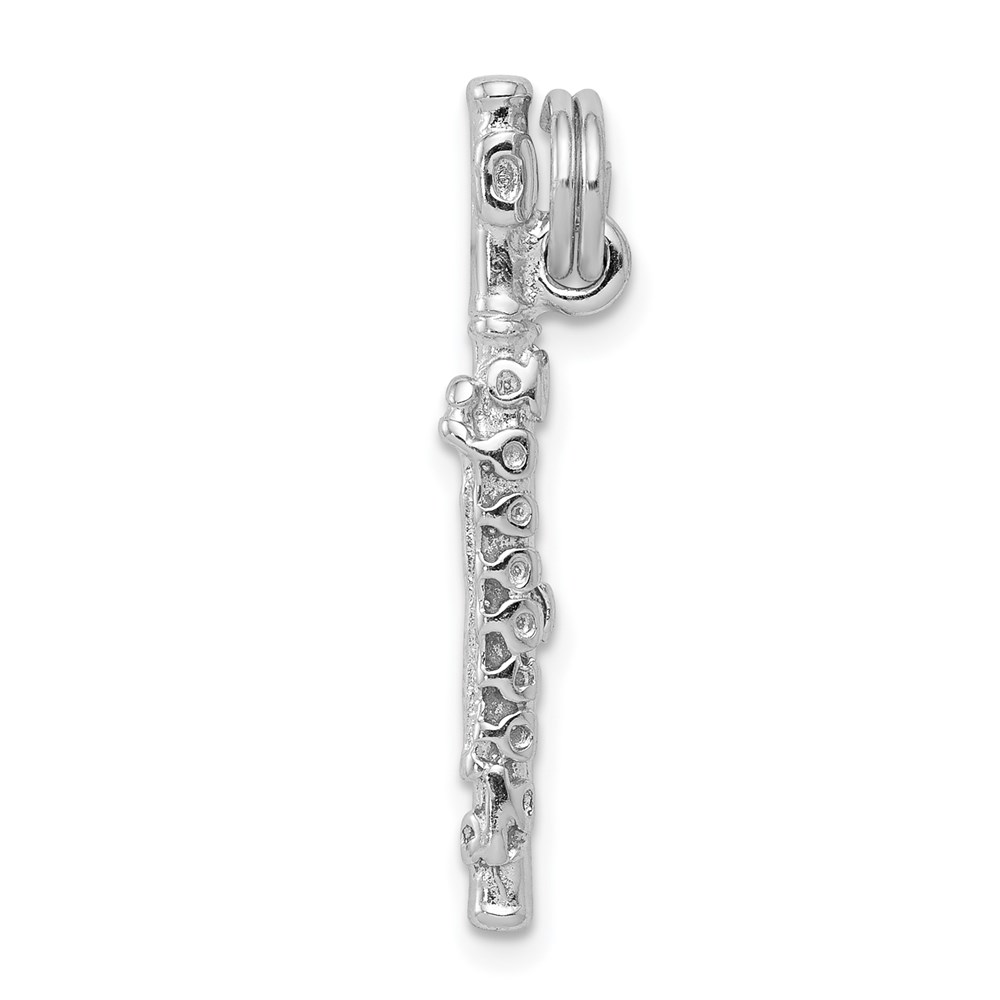 QC7116.jpg Sterling Silver Rhodium-platedPolished Flute Charm - Image 1