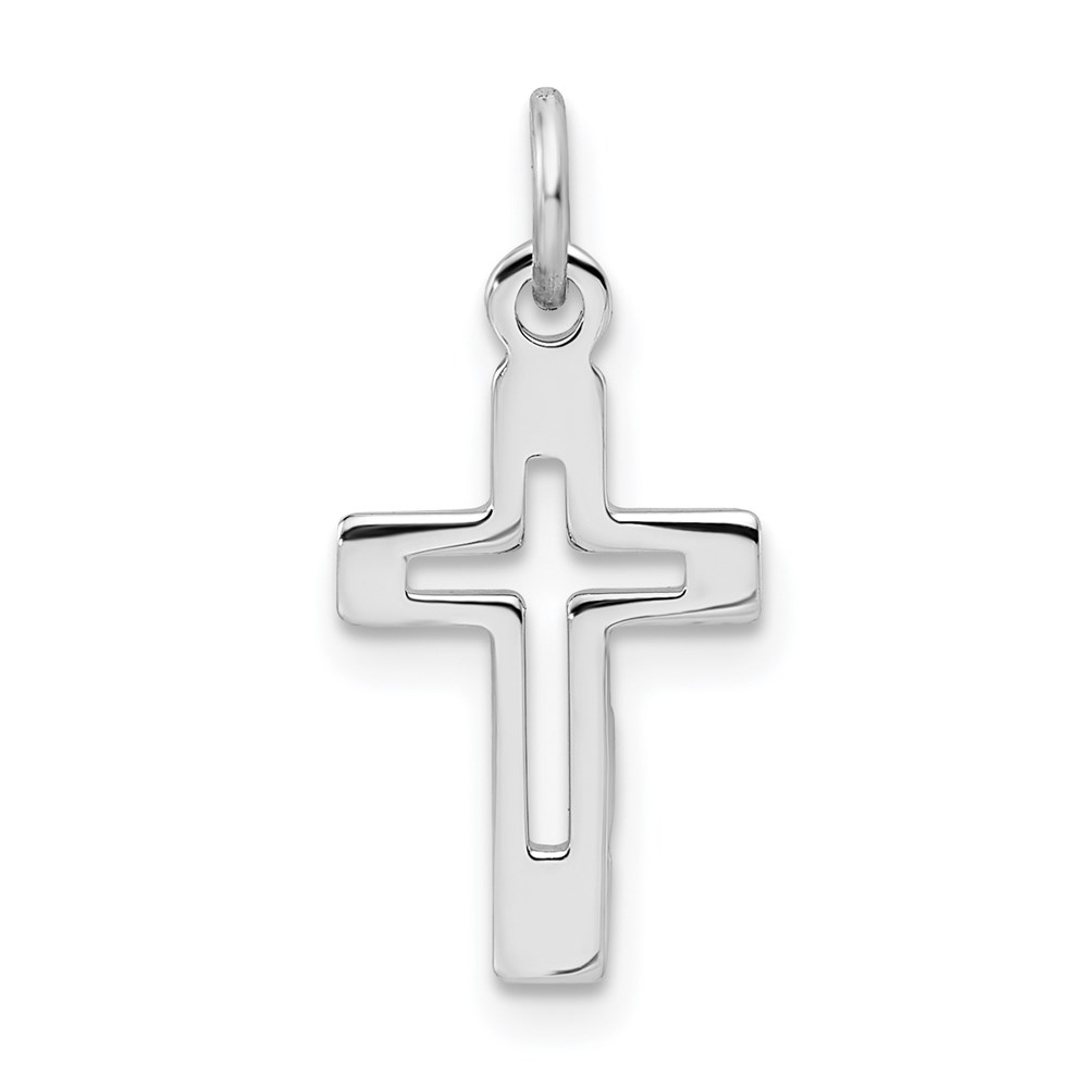 QC7213.jpg Sterling Silver Platinum-plated Cross Pendant - Image 1