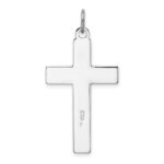 Sterling Silver Platinum-plated Brushed & Polished Enml Black Cross Pendant - Image 4