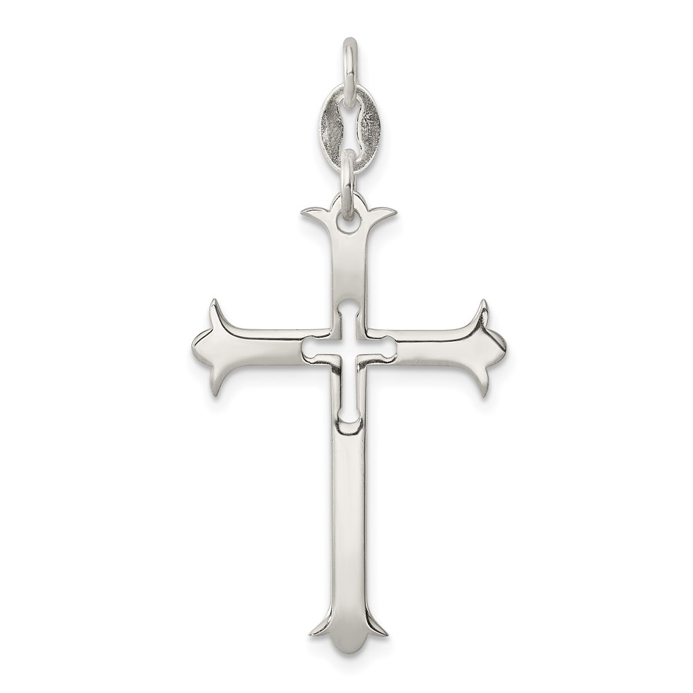 QC7244.jpg Sterling Silver Polished Cross Pendant - Image 1