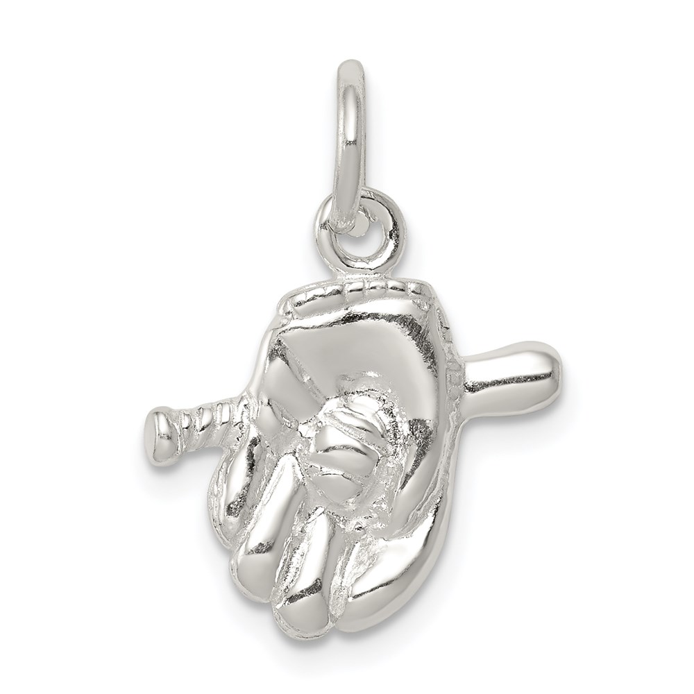 QC725.jpg Sterling Silver Baseball Glove & Bat Charm - Image 1