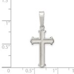 Sterling Silver Polished Matte Center Finish Cross Pendant - Image 3