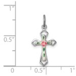 Sterling Silver Platinum-plated with Enamel Cross Pendant - Image 4