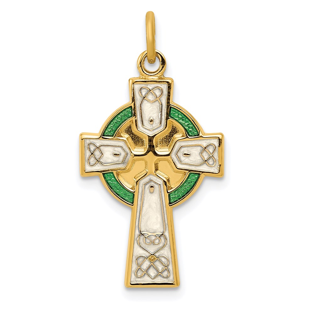 QC7302.jpg Sterling Silver Platinum-plated Polished/Gold-plated Epoxy Cross Pendant - Image 1