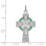 Sterling Silver Platinum-plated Polished Epoxy Irish Cross Pendant - Image 4