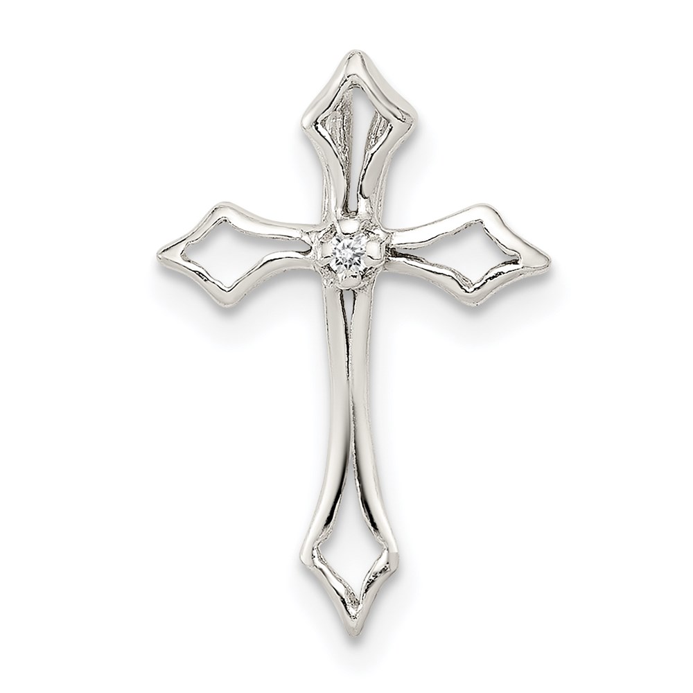 QC7322.jpg Sterling Silver CZ Cross Charm - Image 1