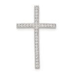 Sterling Silver Rhodium-plated Micro Pave Cross Pendant