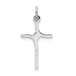 Sterling Silver Platinum-plated Cross with CZ Center Pendant - Image 3