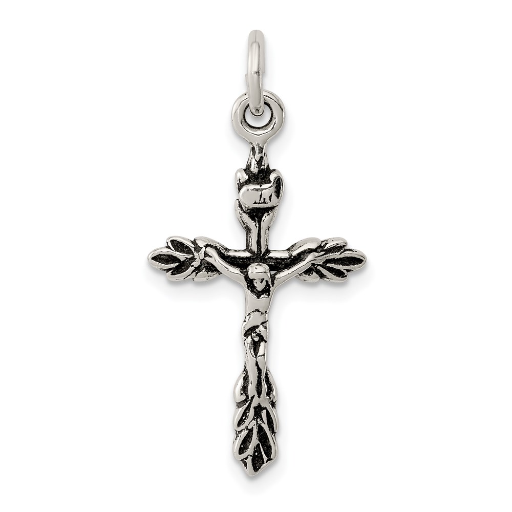 QC7338.jpg Sterling Silver Antiqued Crucifix Charm - Image 1