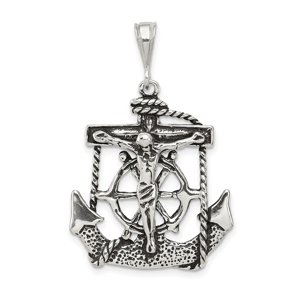 QC7365.jpg Sterling Silver Antiqued Mariner Crucifix Charm - Image 1