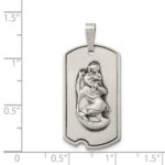Sterling Silver Satin Antiqued St. Christopher Dog Tag Pendant - Image 4