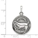 Sterling Silver Polished Antique Finish Capricorn Horoscope Zodiac Pendant - Image 3