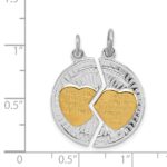 Sterling Silver Platinum-plated & Gold-plated Polished Mizpah 2-piece Penda - Image 3