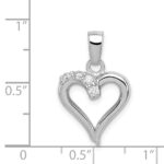 Sterling Silver Rhodium Plated CZ Heart Pendant - Image 4