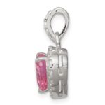 Sterling Silver Clear CZ and Pink CZ Heart Pendant - Image 2