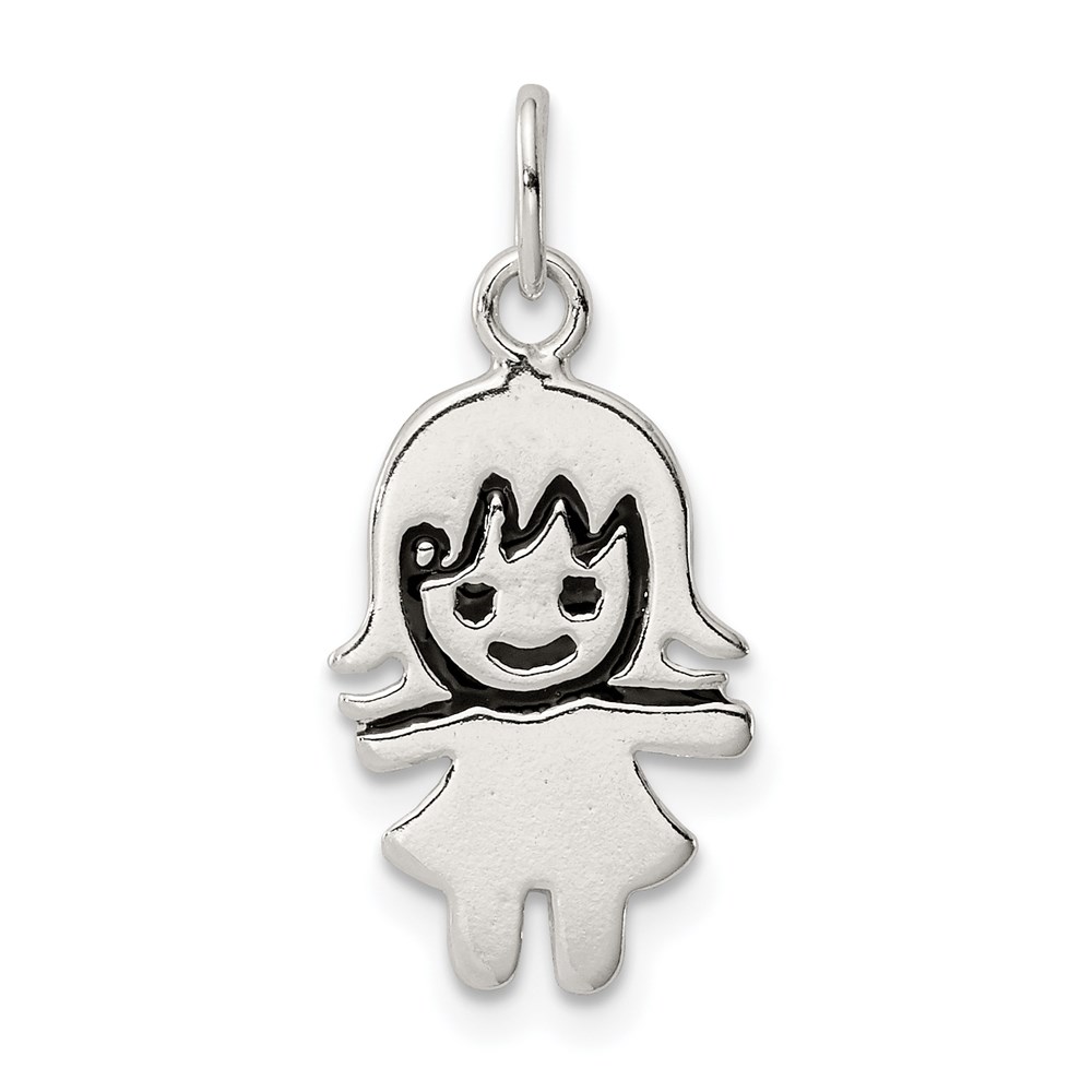 QC7515.jpg Sterling Silver Enameled Girl Charm - Image 1