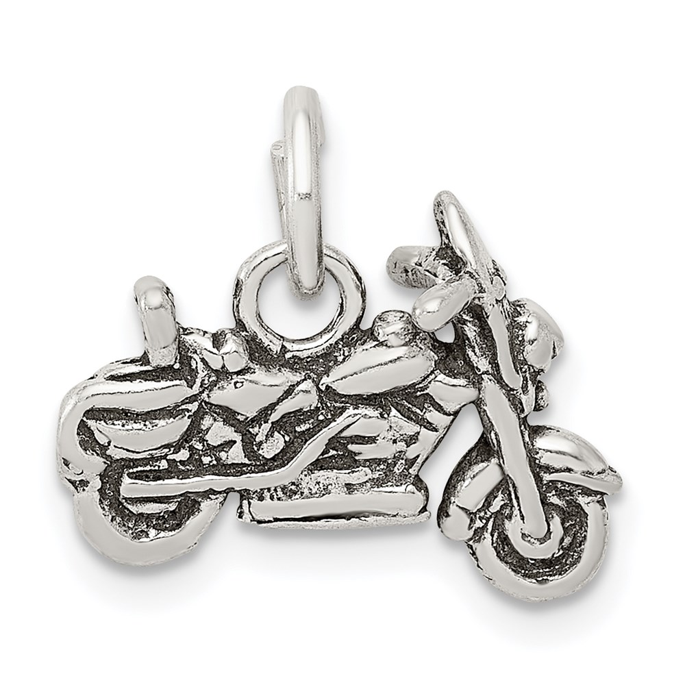 QC7586.jpg Sterling Silver Antiqued Motorcycle Charm - Image 1