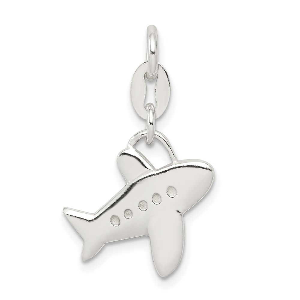 QC7590.jpg Sterling Silver Polished Airplane Charm - Image 1