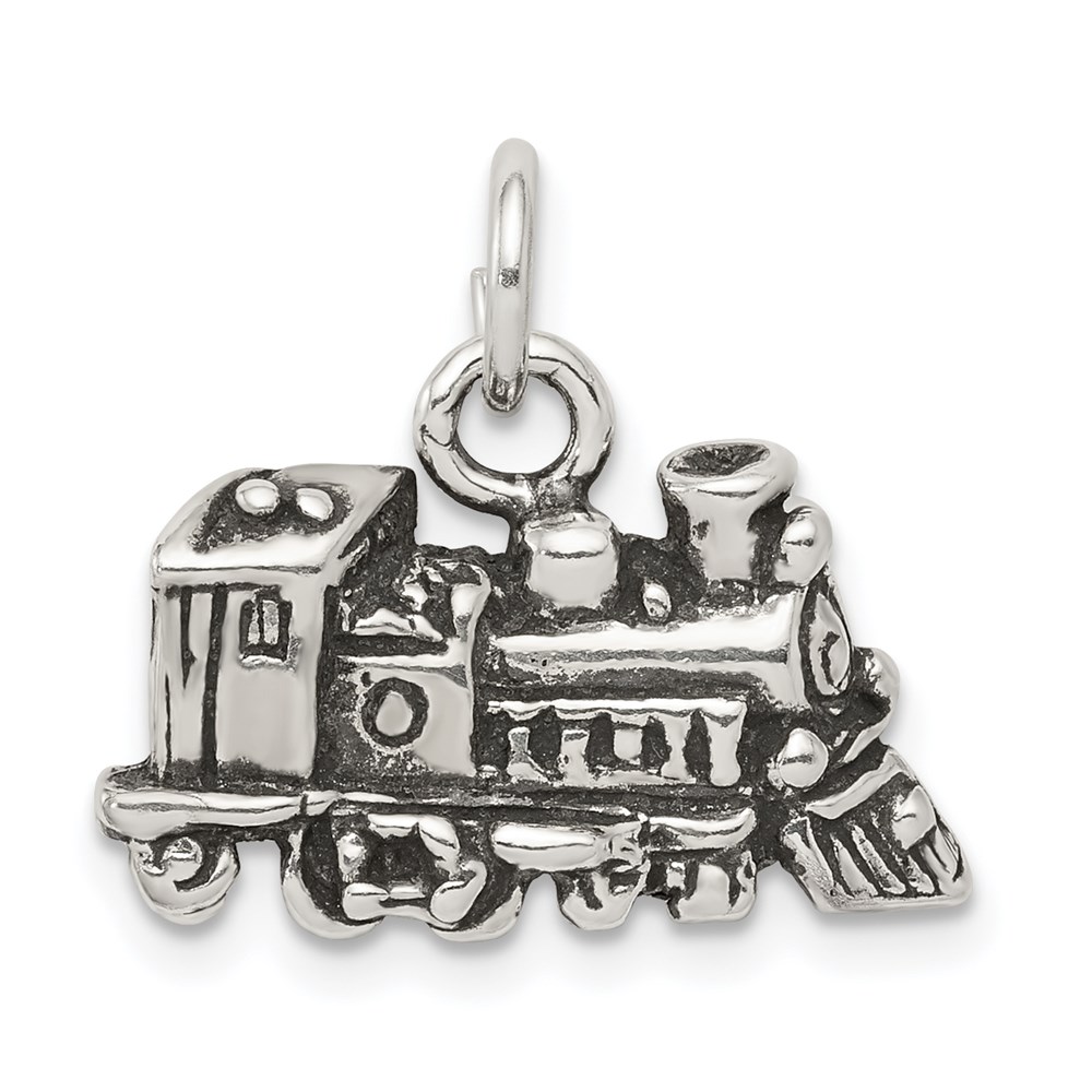 QC7594.jpg Sterling Silver Antiqued Train Charm - Image 1