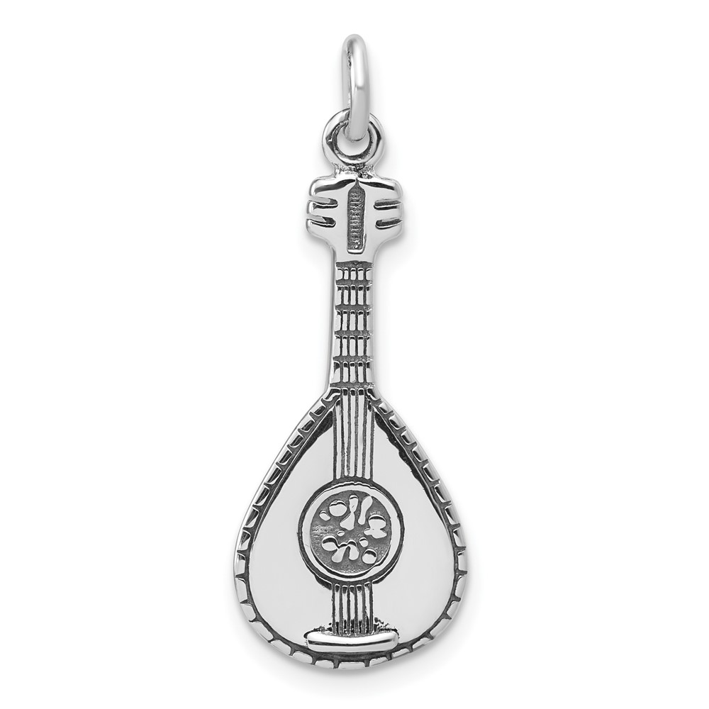QC7762.jpg Sterling Silver Antiqued 3D Mandolin Charm - Image 1
