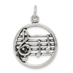 Sterling Silver Antiqued Music Staff Charm