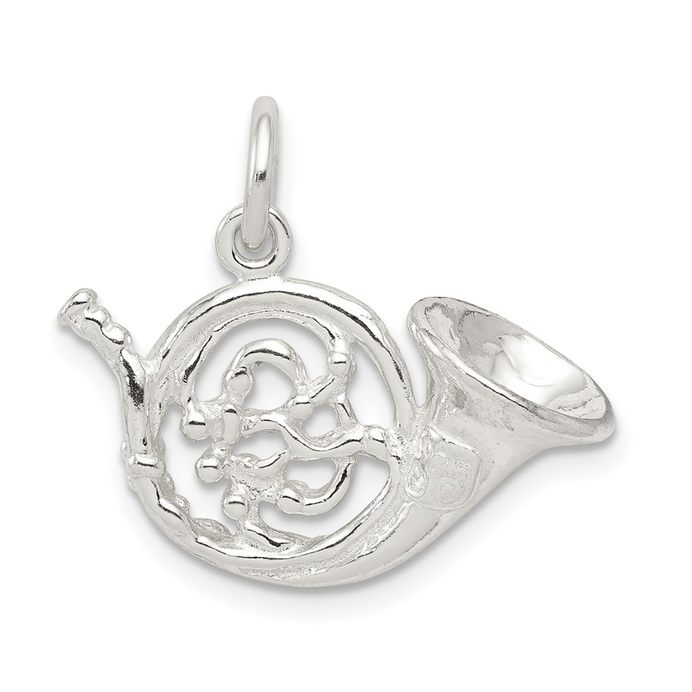 QC779.jpg Sterling Silver French Horn Charm - Image 1