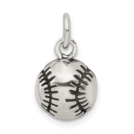 Sterling Silver Antiqued Baseball Charm