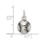 Sterling Silver Antiqued Baseball Charm - Image 3
