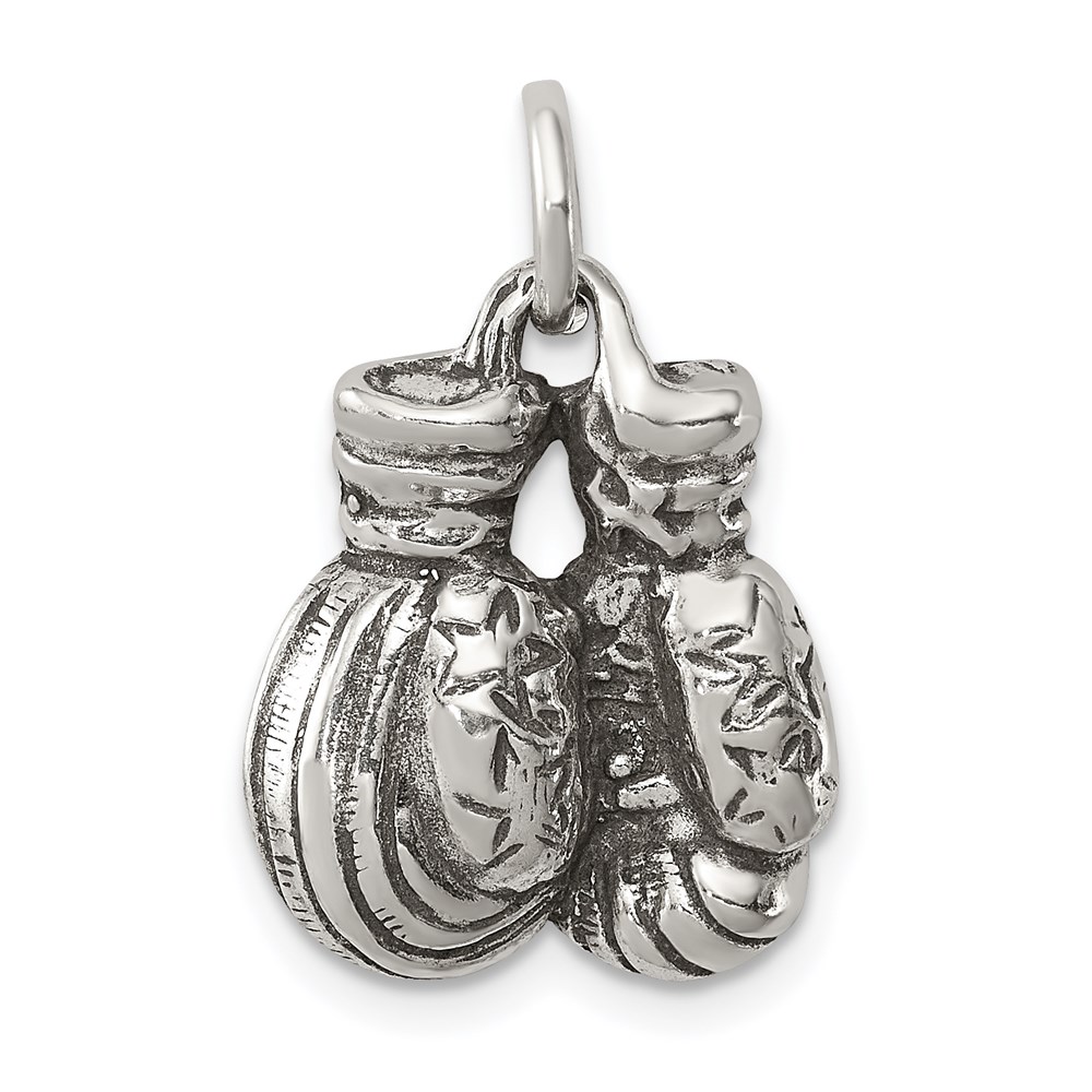 QC7811.jpg Sterling Silver Antiqued Boxing Gloves Charm - Image 1