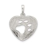Sterling Silver Polished Heart with Paw Print Pendant - Image 4