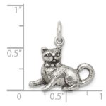 Sterling Silver Antiqued Cat Charm - Image 3