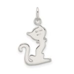 Sterling Silver Black Enameled Cat Charm - Image 3