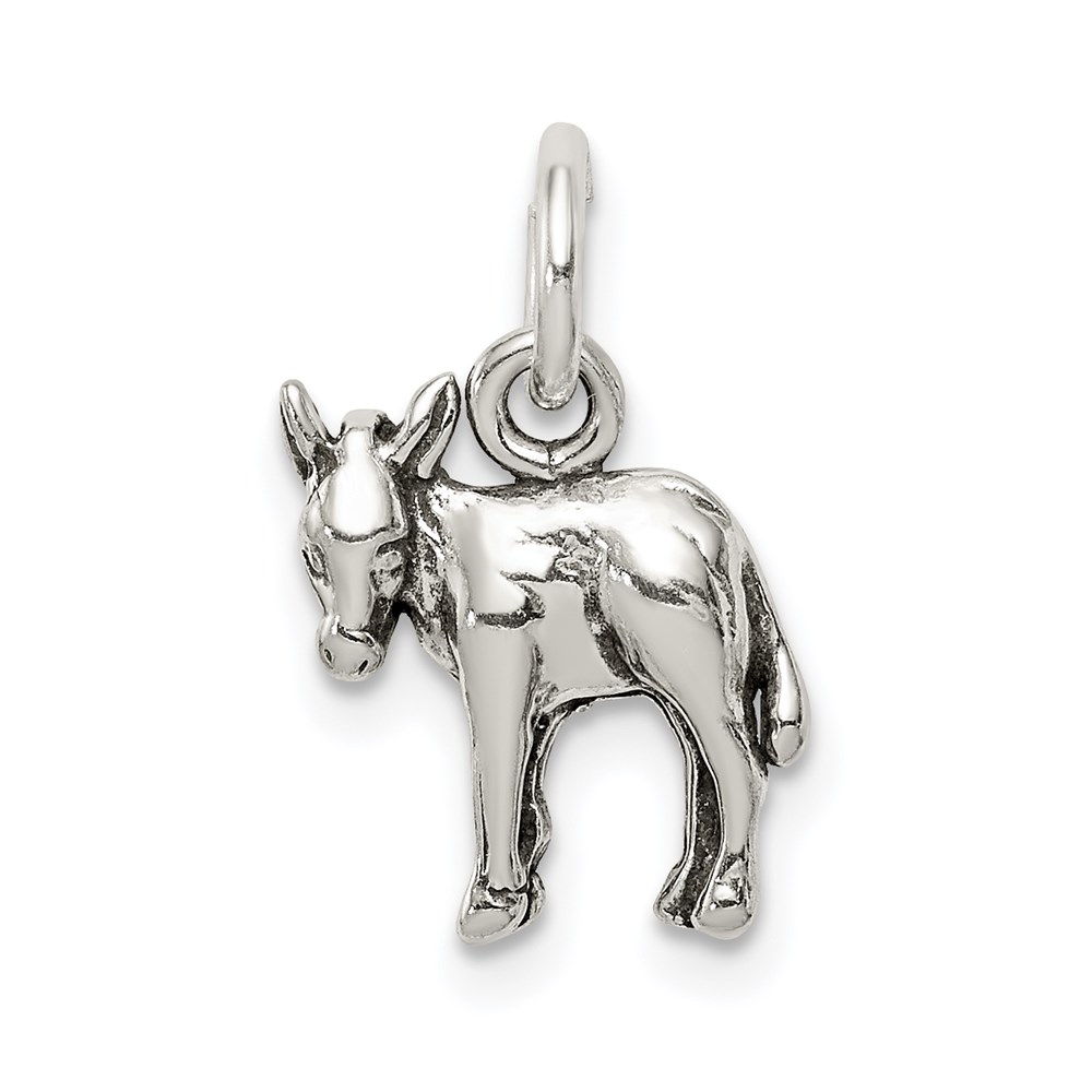 QC7842.jpg Sterling Silver Antiqued Donkey Charm - Image 1