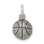 Sterling Silver Antiqued Basketball Charm